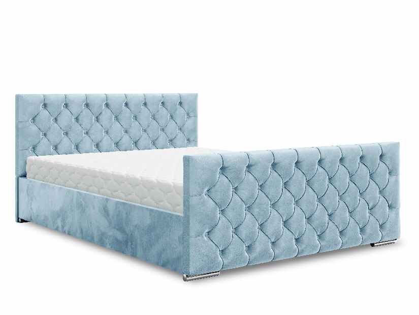 Bračni krevet 160 cm Velva (plava) (s podnicom i prostorom za odlaganje)