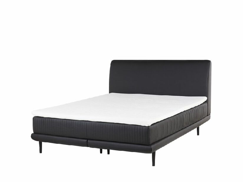 Kontinentalni krevet 140 cm MADOM (sintetička koža) (crna) (s podnicom i madracem)