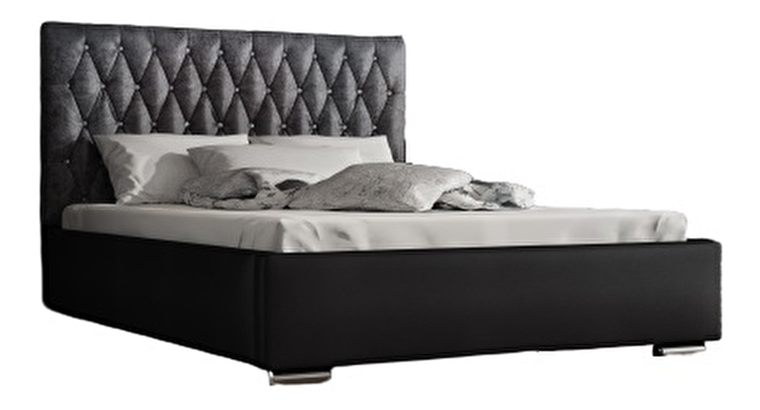 Bračni krevet 160 cm Seaford (crna) (s podnicom)