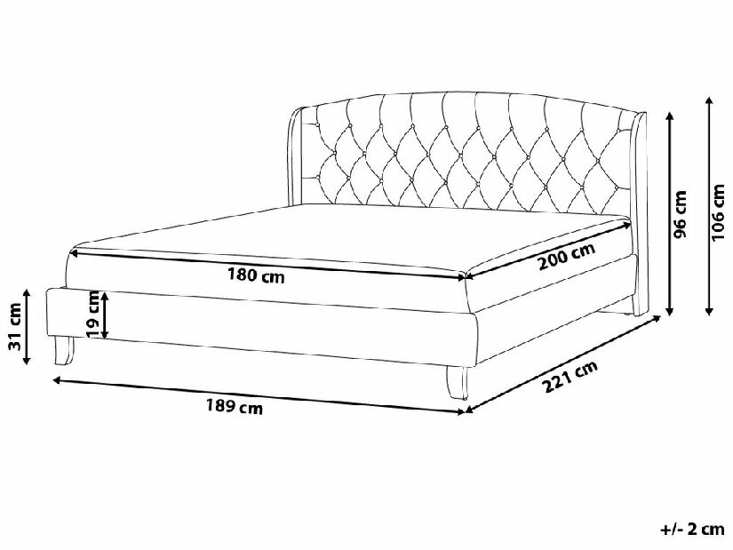 Bračni krevet 180 cm BORD (s podnicom) (bež)