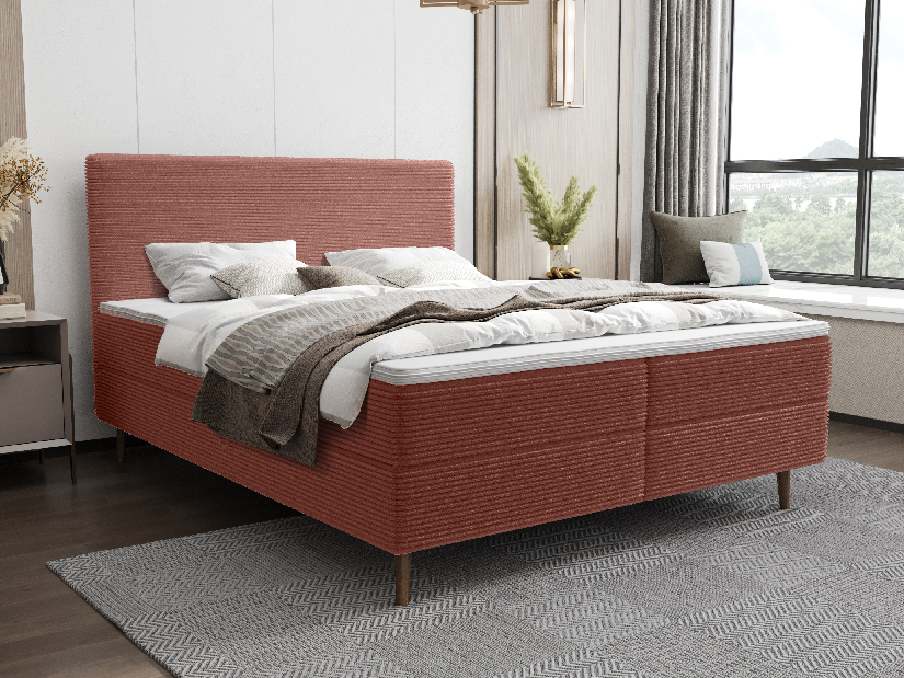Bračni krevet 160 cm Napoli Comfort (terakota) (s podnicom, s prostorom za odlaganje)
