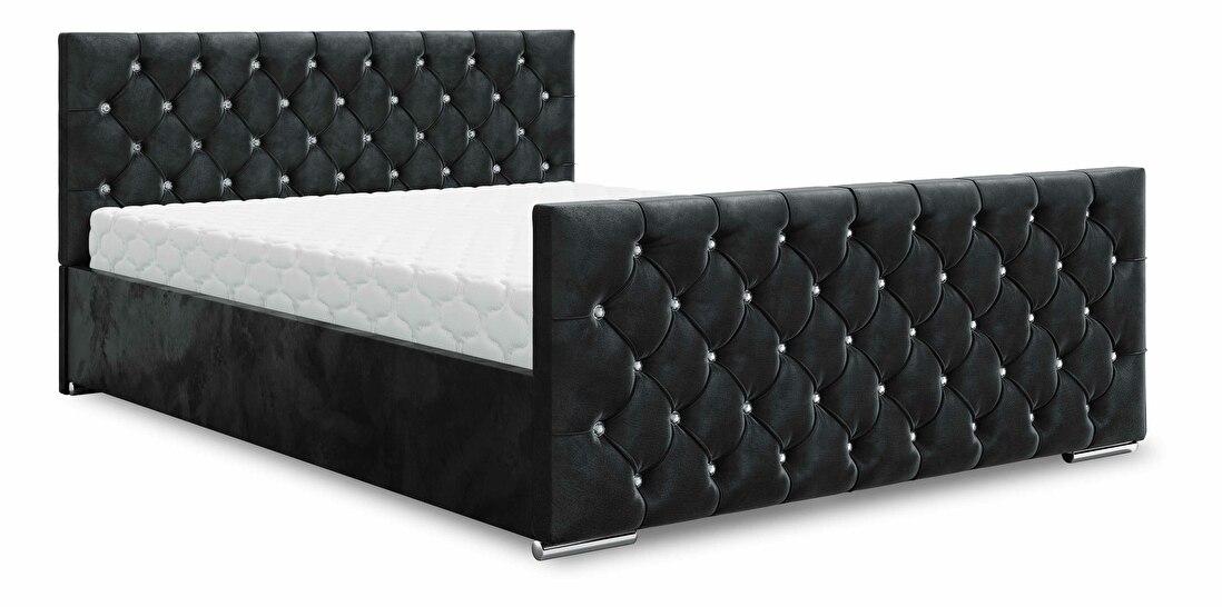 Bračni krevet 160 cm Quintin (crna) (s podnicom i prostorom za odlaganje)