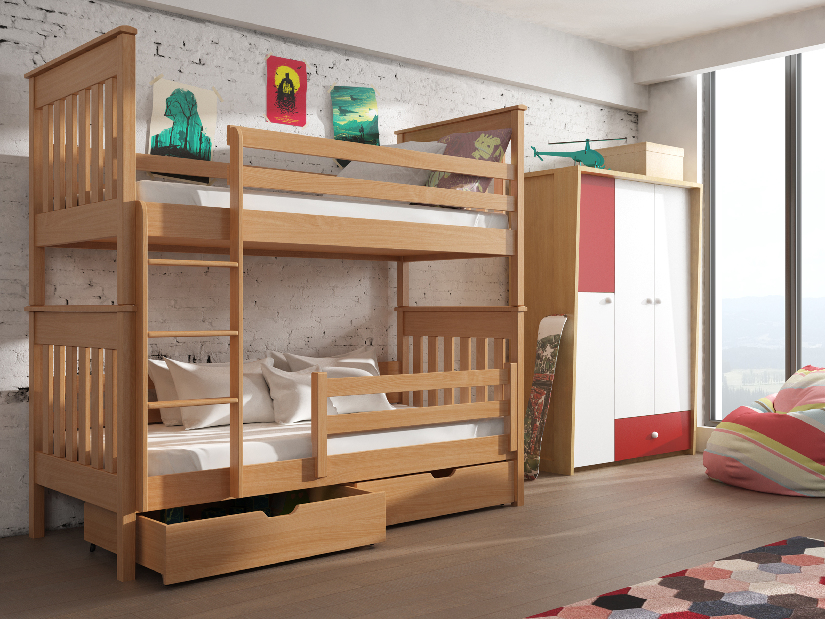 Dječji krevet 90 x 190 cm Brad (s podnicom i prostorom za odlaganje) (bukva)