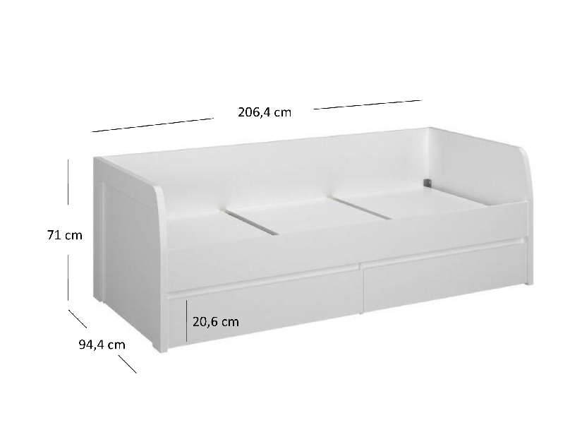 Jednostruki krevet 90 cm Ethan (bijela) (s podnicom)