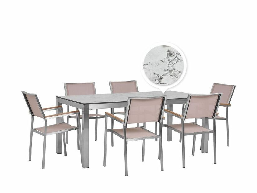 Vrtni set GROSSO (mramor) (laminat HPL) (bež stolice) (za 6 osoba)