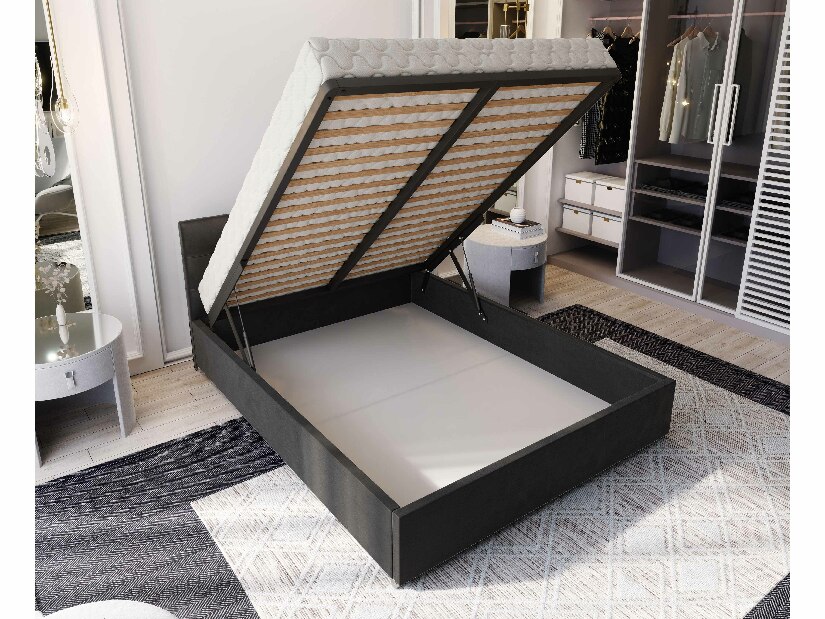 Bračni krevet 180 cm Hermila (bordo) (s podnicom i prostorom za odlaganje)