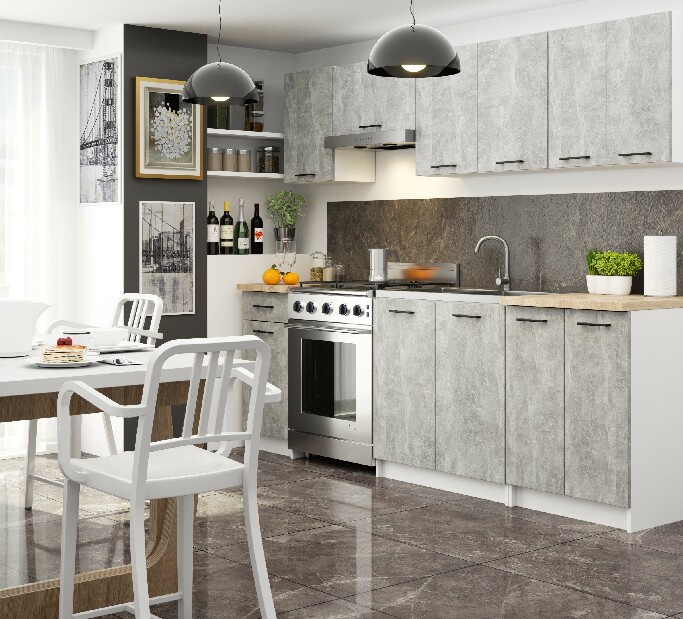 Gornji kuhinjski ormarić Ozara W50 H580 (bijela + beton)
