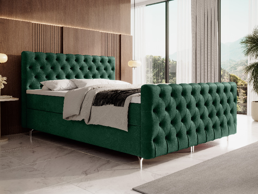 Bračni krevet 200 cm Clinton Bonell (smaragdna) (s podnicom, s prostorom za odlaganje)