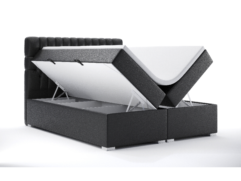 Bračni krevet Boxspring 140 cm Daliny (crna ekokoža) (s prostorom za odlaganje)