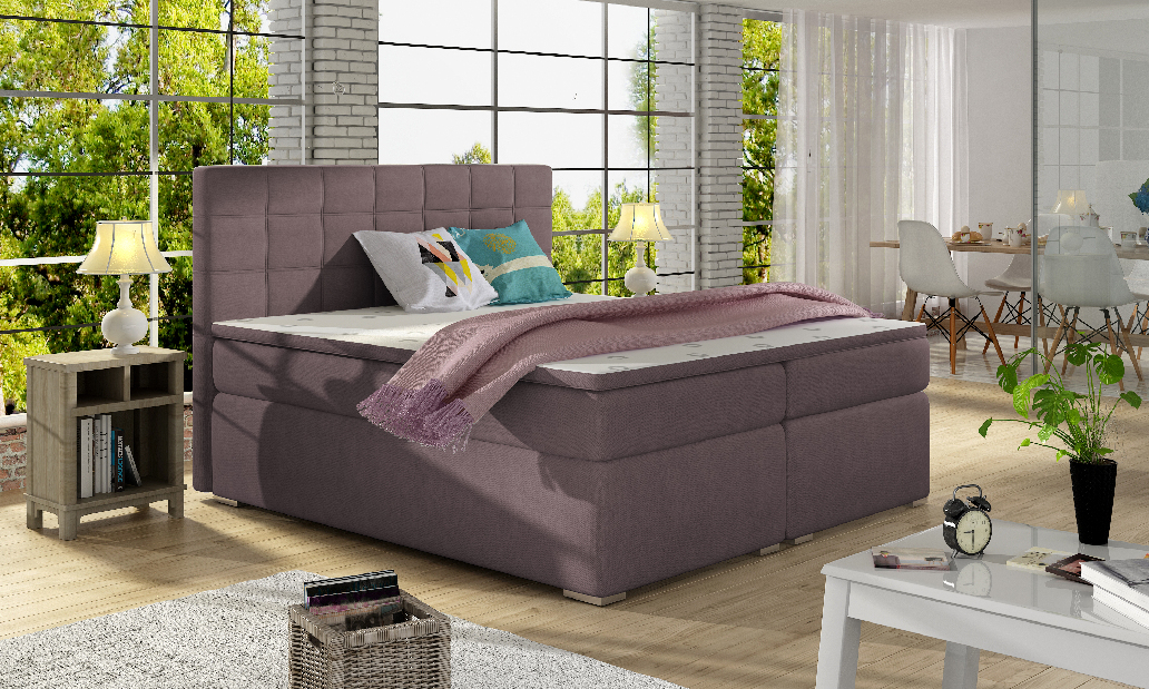 Bračni krevet Boxspring 160 cm Abbie (ružičasta) (s madracima)
