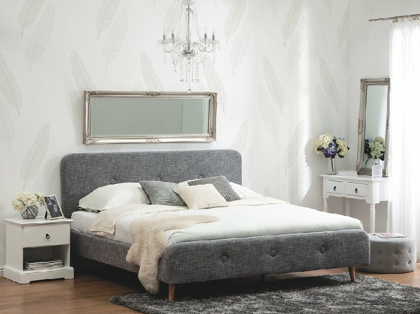 Bračni krevet 180 cm ROME (s podnicom) (svijetlo siva)