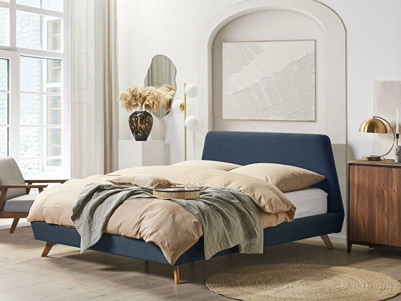 Bračni krevet 160 cm VENITO (s podnicom) (tamno plava)