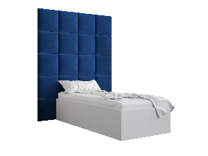 Jednostruki krevet s tapeciranim uzglavljem 90 cm Brittany 3 (bijela mat + plava) (s podnicom)