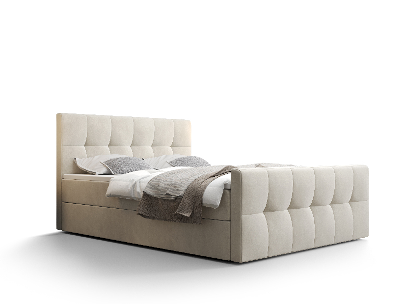 Bračni krevet Boxspring 180 cm Macheta Comfort (bež) (s madracem i prostorom za odlaganje)