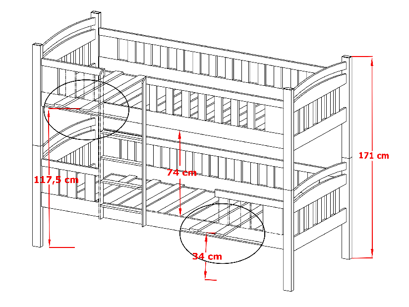 Dječji krevet 90 x 190 cm Fermin (s podnicom i prostorom za odlaganje) (borovina)