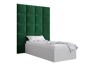 Jednostruki krevet s tapeciranim uzglavljem 90 cm Brittany 3 (bijela mat + zelena) (s podnicom)