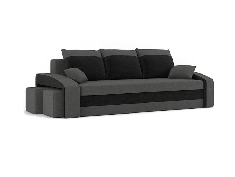 Sofa Hamida (siva + crna) (s tabureom) 
