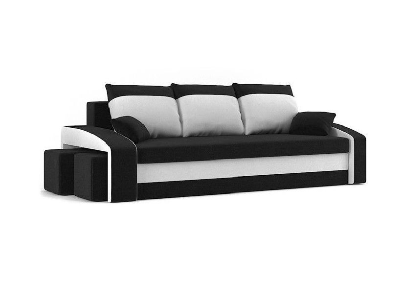 Sofa Hamida (crna + bijela) (s tabureom) 