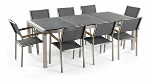 Vrtni blagovaonski set Grosso (siva + grafit) (sive stolice) (za 8 osoba) (kamen)