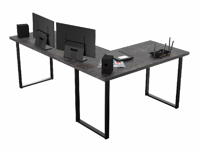 Kutni PC stol Vintid (tamni beton)