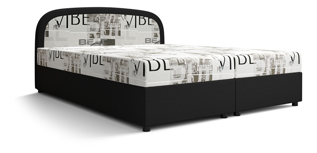 Bračni krevet Boxspring 160 cm Brick Comfort (tamnosmeđa + uzorak valovi) (s madracem i prostorom za odlaganje)