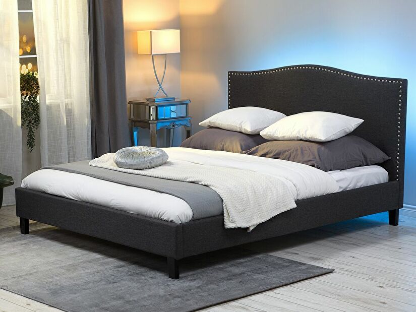 Bračni krevet 180 cm MONTHY (s podnicom i LED rasvjetom) (siva)
