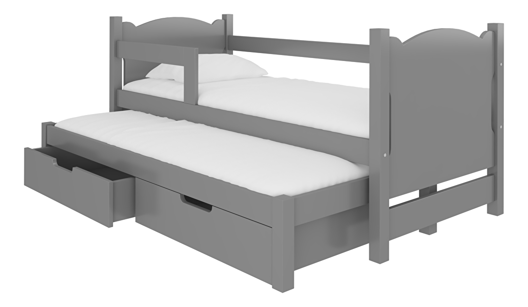Dječji krevet na razvlačenje 180x75 cm Chloe (s podnicom i madracem) (siva)
