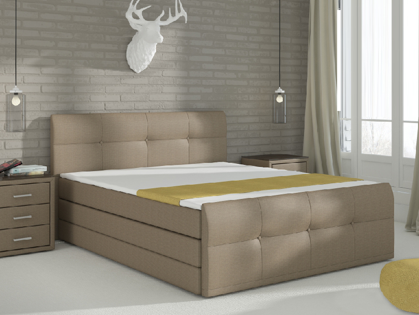 Bračni krevet Boxspring 160 cm Palermo (s madracima i prostorom za odlaganje) 