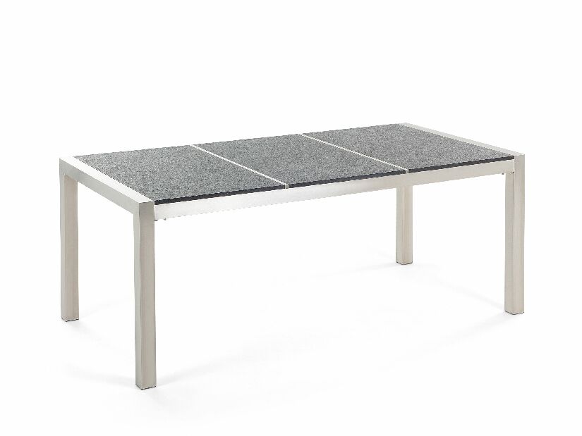 Vrtni blagovaonski set Grosso (siva + grafit) (bijele stolice) (za 6 osoba) (granit)