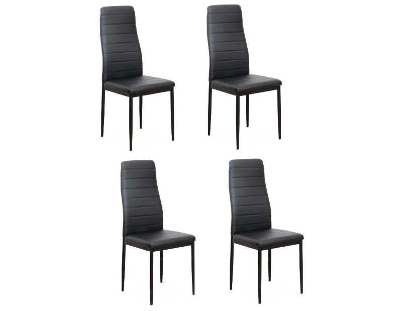 Blagovaonska stolica (4 kom.) Collort nova (crna ekokoža) *rasprodaja