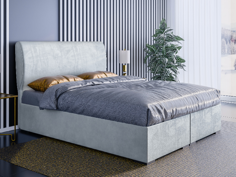 Jednostruki krevet Boxspring 120 cm Simoon (svijetlo siva) (s madracem i prostorom za odlaganje)