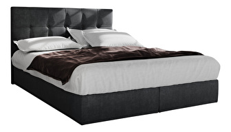 Bračni krevet  Boxspring 140 cm Porto (crna) (s madracem i prostorom za odlaganje)