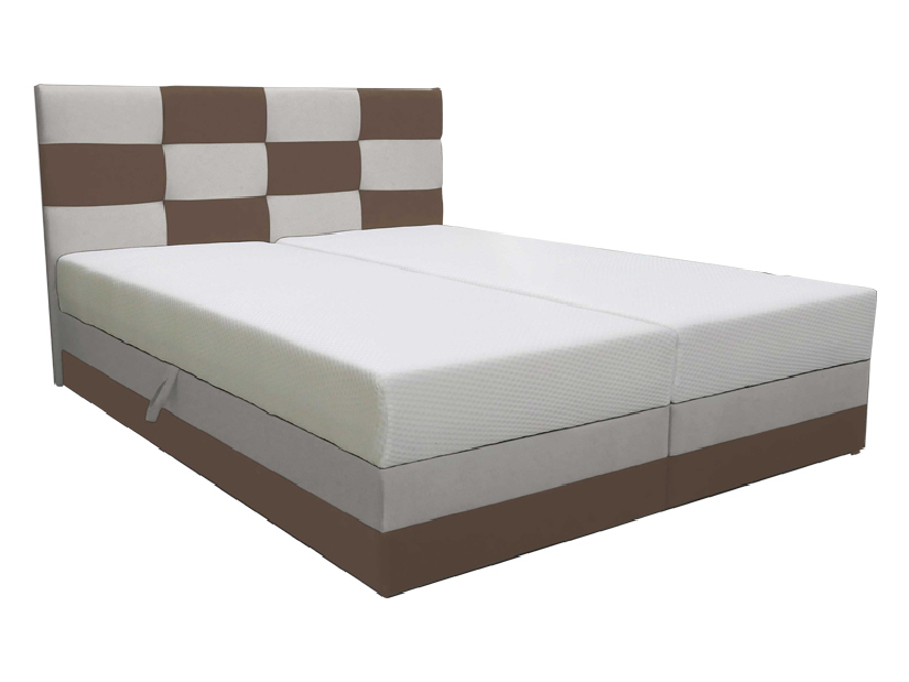Bračni krevet 160 cm Boxspring Marion Comfort (smeđa + svijetlosiva) (s podnicom i madracem)