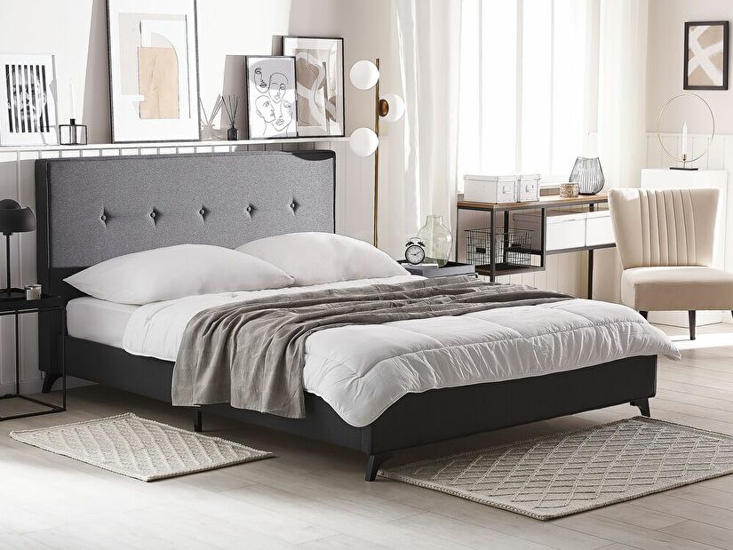 Bračni krevet 160 cm AMBRE (s podnicom) (siva)