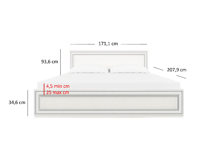 Bračni krevet 160 cm Terina (woodline krem) (s podnicom)