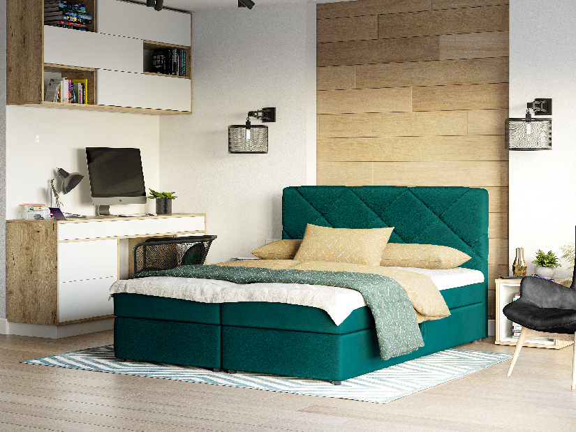 Bračni krevet Boxspring 180x200 cm Karum(s podnicom i madracem) (zelena)