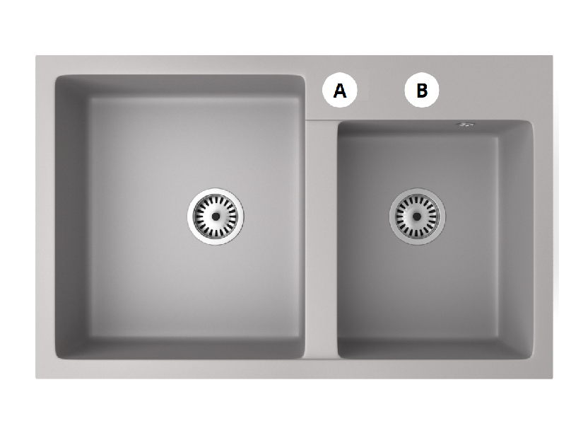 Kuhinjski sudoper Hakkon (siva) (sa 2 otvora za bateriju)