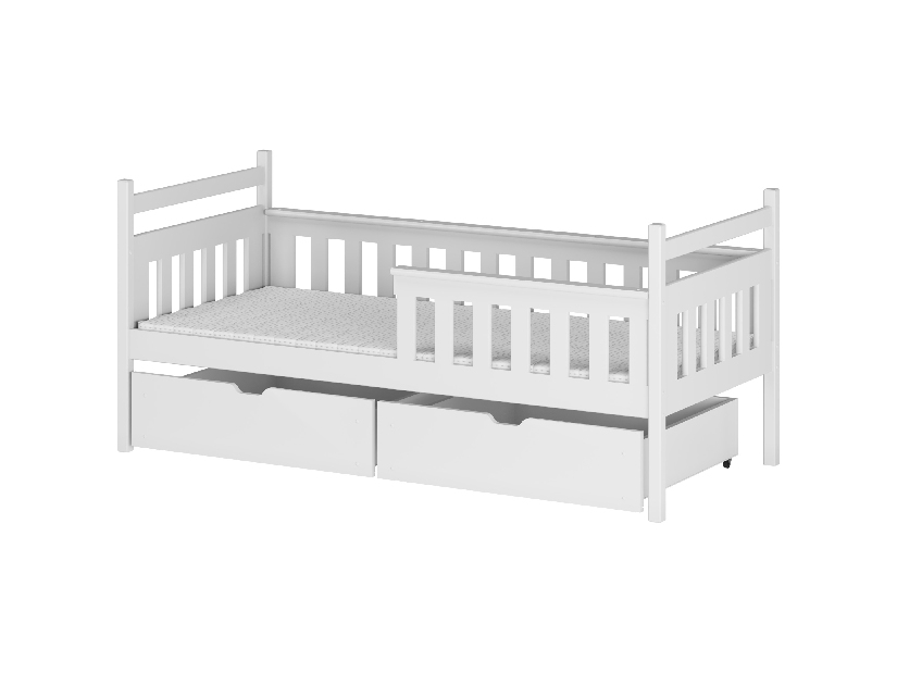 Dječji krevet 90 x 200 cm Emelda (s podnicom i prostorom za odlaganje) (bijela)