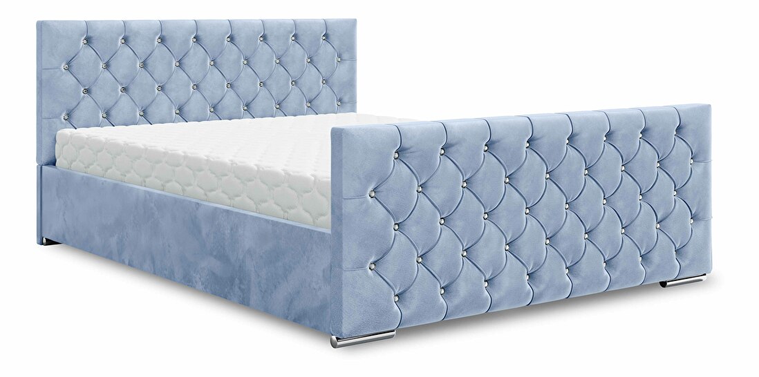 Bračni krevet 160 cm Quintin (svijetloplava) (s podnicom i prostorom za odlaganje)