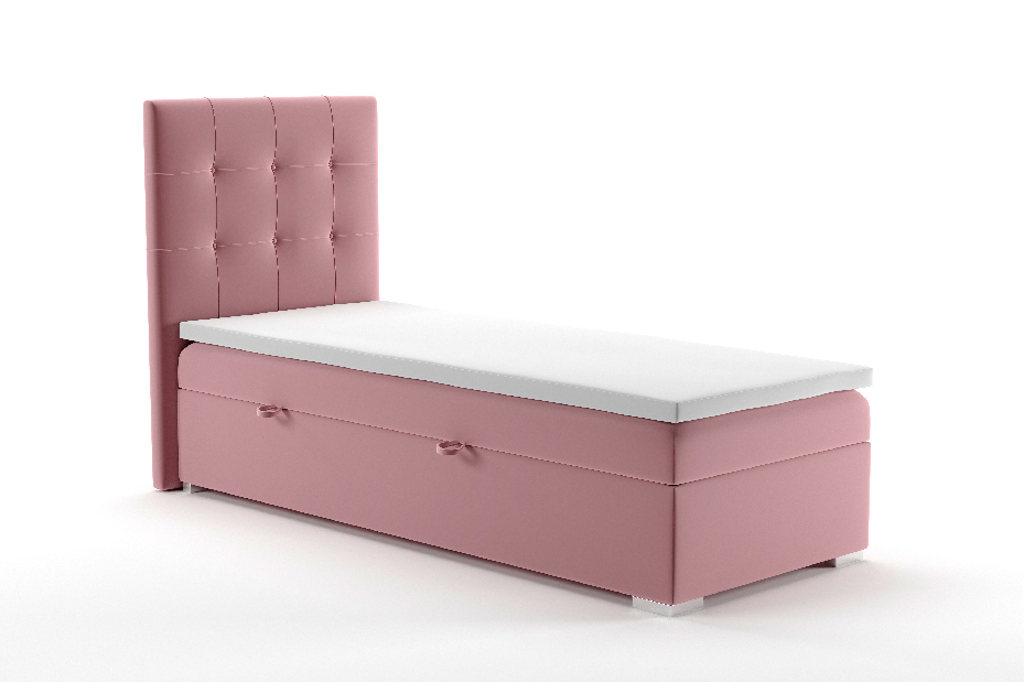 Jednostruki krevet Boxspring 80 cm Denny (s prostorom za odlaganje) (ružičasta)