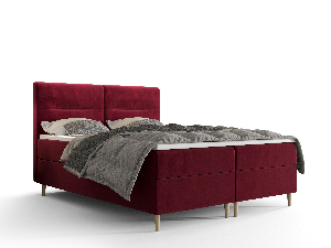 Bračni krevet Boxspring 180 cm Saruta (bordo) (s madracem i prostorom za odlaganje)