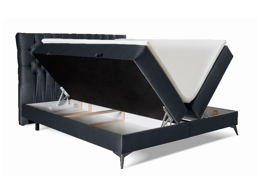 Bračni krevet Boxspring 140 cm Molera (crna) (s prostorom za odlaganje)