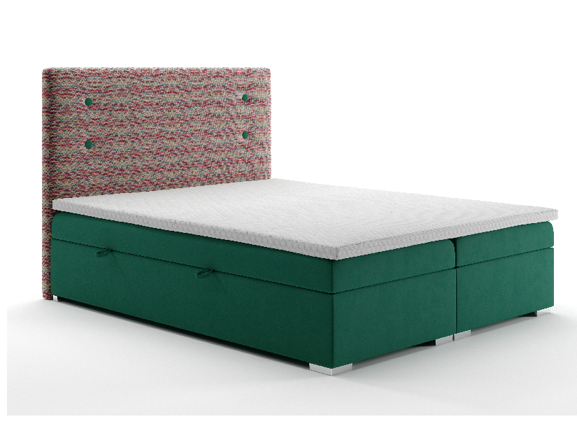 Bračni krevet Boxspring 140 cm Grini (smaragdna + šareno) (s prostorom za odlaganje)
