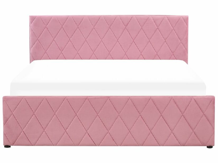 Bračni krevet 160 cm Rhett (ružičasta) (s podnicom i prostorom za odlaganje)