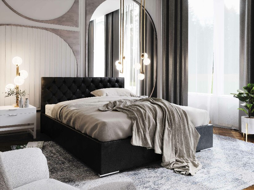 Bračni krevet 160 cm Danita (crna) (s podnicom i prostorom za odlaganje)