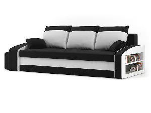 Sofa Hanifa (crna + bijela) (s policom i tabureom) 