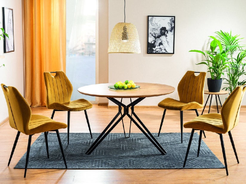 Blagovaonski stol Caterina (hrast + crna) (za 4 osobe)