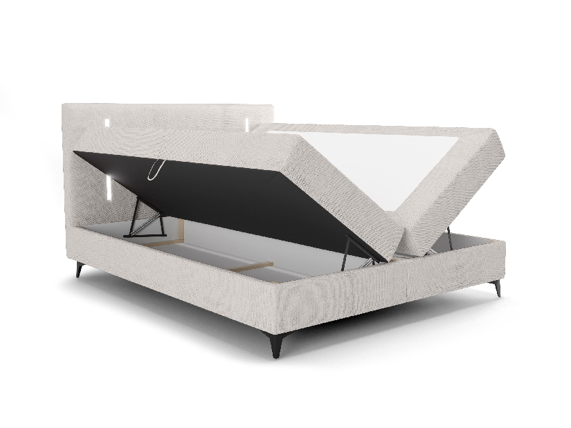 Bračni krevet 160 cm Ortega Comfort (svijetlosiva) (s podnicom i madracem, s prostorom za odlaganje) (s LED rasvjetom)