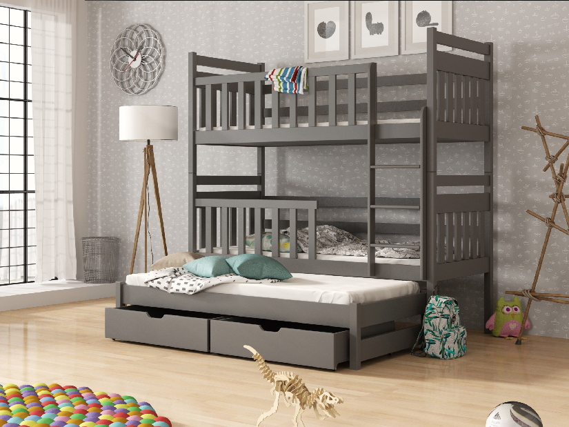 Dječji krevet 90 x 190 cm KRISTY (s podnicom i prostorom za odlaganje) (grafit)