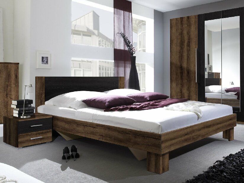 Bračni krevet 180 cm Verwood Tip 52 (monastery + crna) (s noćnim stolićima) 